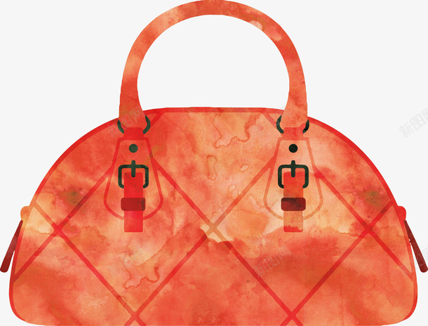 创意水彩包包png免抠素材_新图网 https://ixintu.com 包 女式 手提包 橙色 水彩