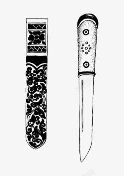 藏族刀具矢量黑白藏族刀具高清图片