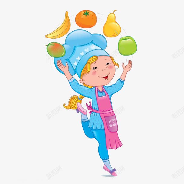 卡通女厨师玩水果杂技png免抠素材_新图网 https://ixintu.com PNG 卡通 厨娘 女厨师 杂技 水果