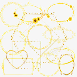金色向日葵装饰边框素材