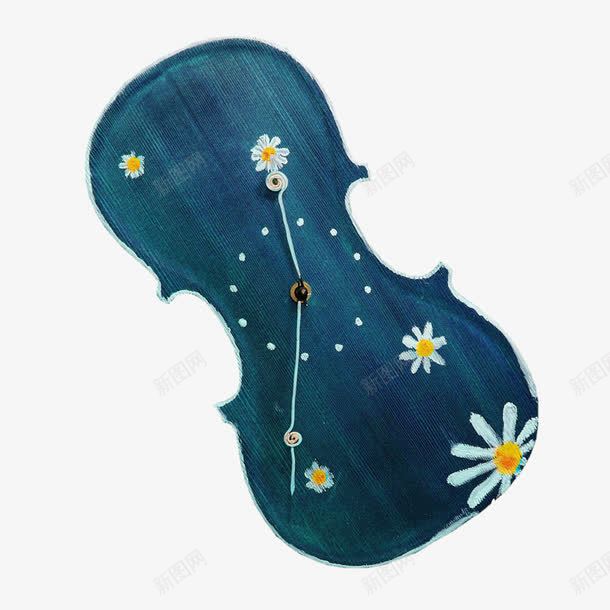 创意钟表装饰png免抠素材_新图网 https://ixintu.com 小提琴 牛仔布 白色花朵 表针