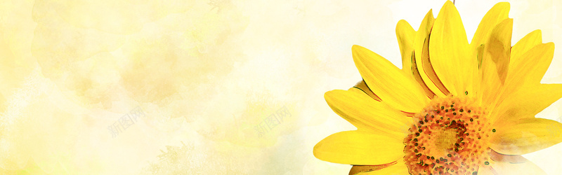 黄色手绘向日葵背景psd设计背景_新图网 https://ixintu.com 卡通 向日葵 手绘 水彩 海报banner 童趣 线条 黄色