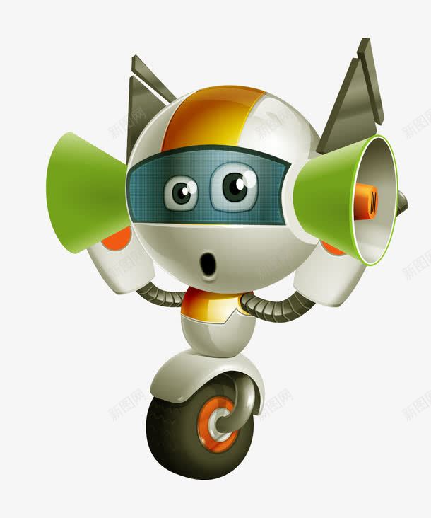 小机器人png免抠素材_新图网 https://ixintu.com 卡通 大小眼 大耳朵 轱辘