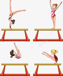 平衡木手绘体操运动员高清图片