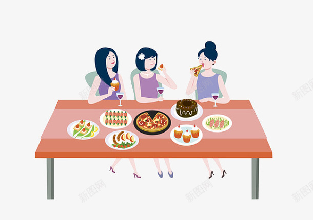 闺蜜们在一块聚餐吃饭谈笑png免抠素材_新图网 https://ixintu.com 吃饭 喝酒 姐妹 聚餐