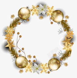 金色节日冬季装饰花环矢量图素材