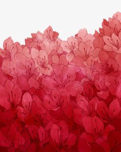 红色手绘花丛素材