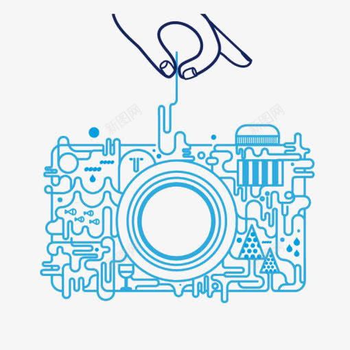 扁平化相机png免抠素材_新图网 https://ixintu.com 创意 手绘相机 照相机 相机插画 蓝色相机 设计感