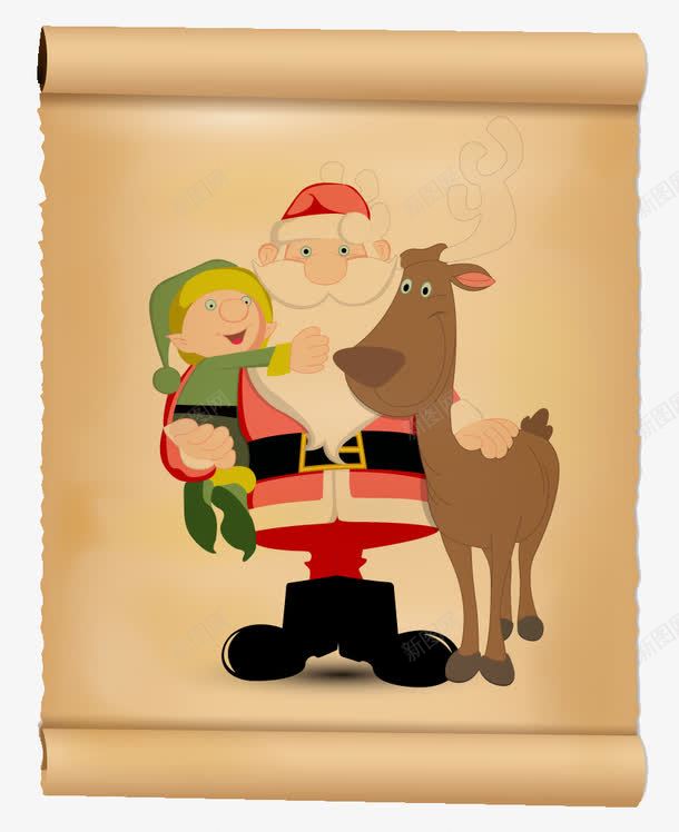 圣诞老人羊皮卷背景png免抠素材_新图网 https://ixintu.com 圣诞老人 羊皮卷 背景