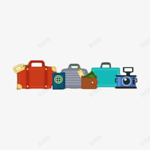 卡通行李箱包png免抠素材_新图网 https://ixintu.com 卡通 多个 旅行 箱包 行李
