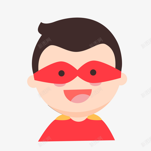 一个扁平化的带红色眼罩的男孩矢量图ai免抠素材_新图网 https://ixintu.com 大笑 快乐 扁平化 男孩 红色 装扮 矢量图