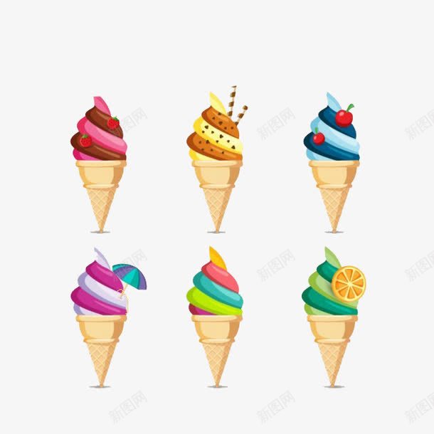 多个甜筒冰淇淋png免抠素材_新图网 https://ixintu.com 冰淇淋 多个 广告宣传 甜筒