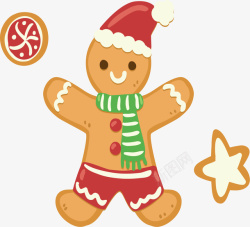 圣诞小饼干PNG矢量图带圣诞帽的饼干人矢量图高清图片