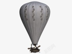 灰色花纹复古热气球装饰素材