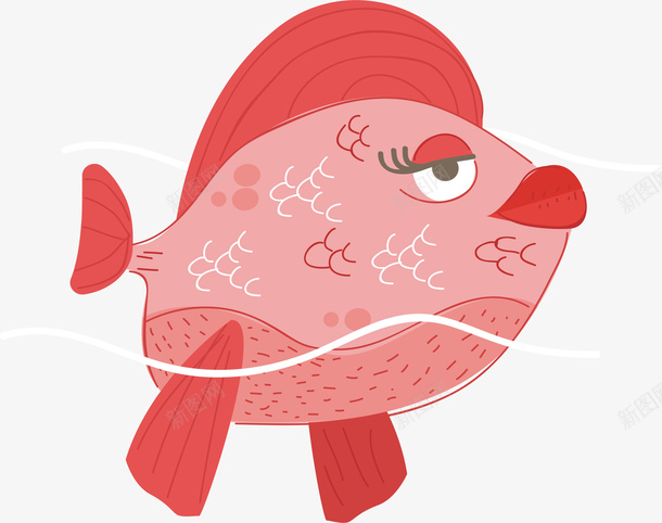 红色的嘴唇鱼矢量图ai免抠素材_新图网 https://ixintu.com 嘴唇鱼 大红唇 海洋生物 矢量png 粉红色 红色的鱼 矢量图