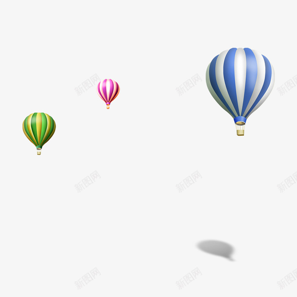 红绿粉色热气球png免抠素材_新图网 https://ixintu.com 热气球 粉色 绿色 蓝色