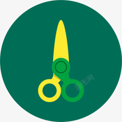 剪刀符号黄绿色扁平剪刀LOGO图标高清图片