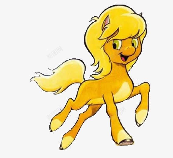 奔驰的小马png免抠素材_新图网 https://ixintu.com 卡通手绘 可爱的小马 微笑的小马 黄色的小马