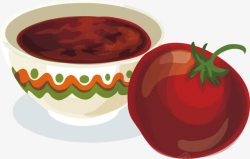 红色小碗创意番茄粥图矢量图高清图片