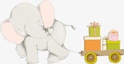 彩色小象可爱拖车小象高清图片