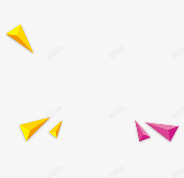 黄色简约三角形漂浮psd免抠素材_新图网 https://ixintu.com 三角形 免抠PNG 漂浮素材 简约 黄色