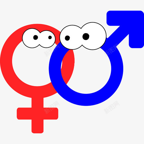 卡通可爱的性别男女标志图标png_新图网 https://ixintu.com 卡通 可爱 图标 性别女 性别标志 性别男 概念 眼睛 符号