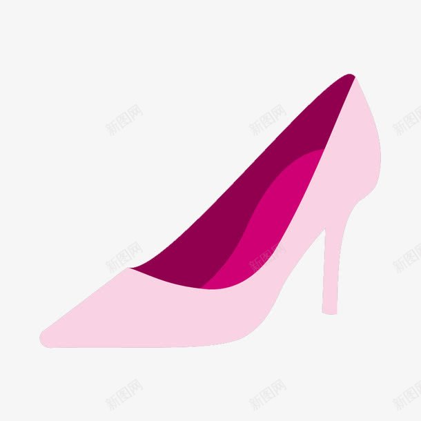 粉色细高跟尖头鞋png免抠素材_新图网 https://ixintu.com 卡通 抽象 高跟鞋