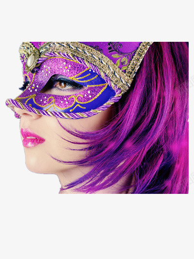 面具与美女png免抠素材_新图网 https://ixintu.com 紫色 美女 面具