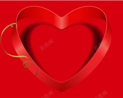 红色爱心丝带浪漫情人节海报背景矢量图背景