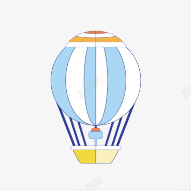 彩色手绘圆弧热气球元素矢量图图标图标