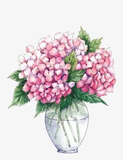花瓶中手绘花瓶中粉色的花高清图片
