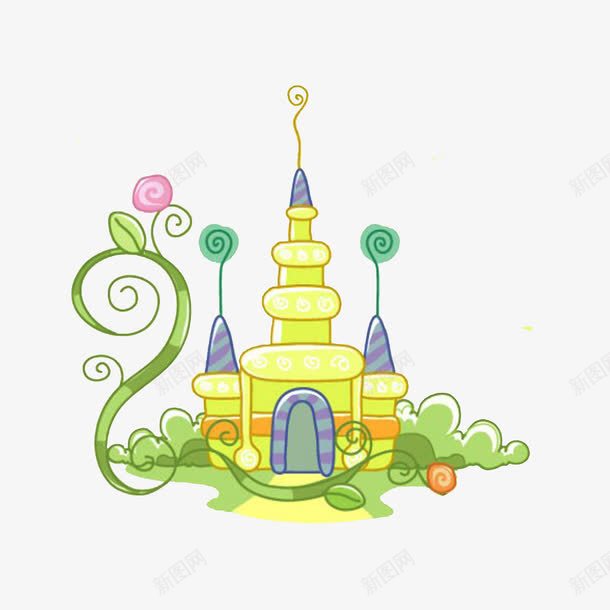 可爱卡通金色城堡png免抠素材_新图网 https://ixintu.com 可爱卡通金色城堡 插画 童话建筑 金色城堡