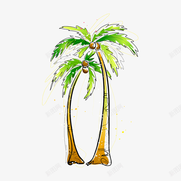 椰子树图png免抠素材_新图网 https://ixintu.com 图片 图画 椰子树 水彩