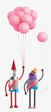 漂浮粉色气球素材