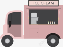 冰淇淋食物车子矢量图素材