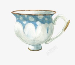 手绘油画白色茶杯素材