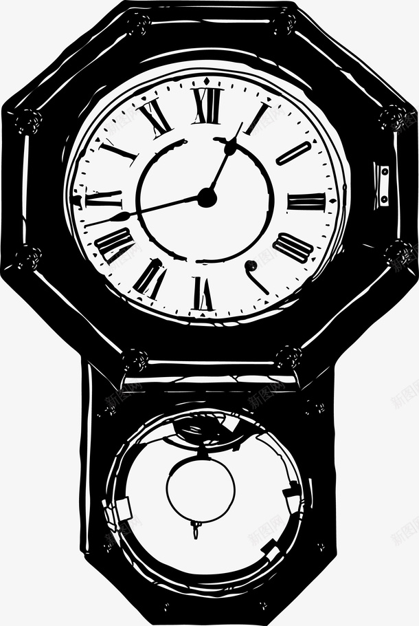 黑色创意手绘钟表png免抠素材_新图网 https://ixintu.com 创意 手绘 钟表 黑色