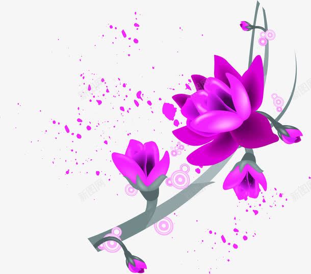 紫色花朵立绘图案合成png免抠素材_新图网 https://ixintu.com 合成 紫色 绘图 花朵