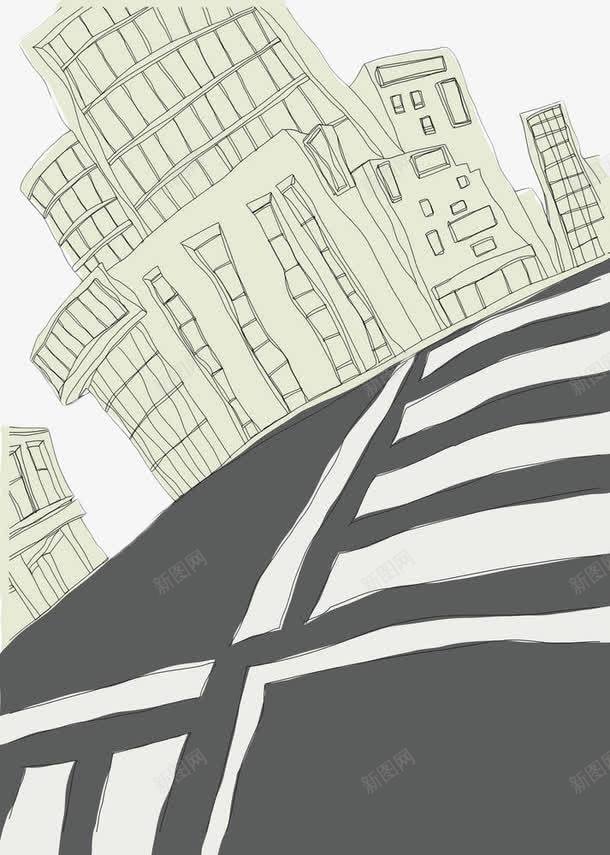 手绘城市斑马线png免抠素材_新图网 https://ixintu.com 交通 人行道 城市 建筑 手绘 斑马线
