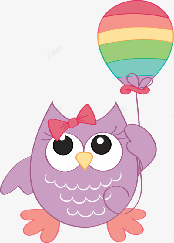 拿气球的猫头鹰png免抠素材_新图网 https://ixintu.com 可爱 手绘 气球 猫头鹰 紫色
