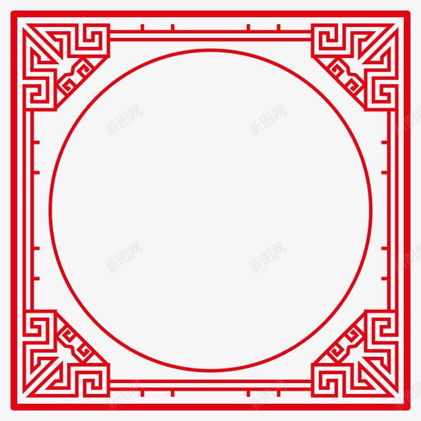 装饰中国风边框元素矢量图ai免抠素材_新图网 https://ixintu.com 中国风 中国风边框 矢量边框 红色边框 装饰图案 边框 矢量图