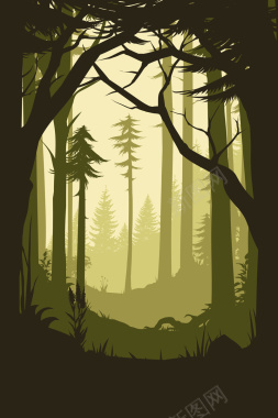 创意插画风格丛林探险户外海报背景