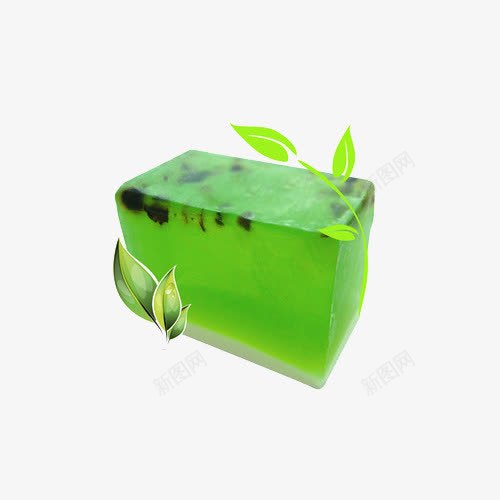 绿茶透明手工皂png免抠素材_新图网 https://ixintu.com 产品实物 叶子 绿茶 肥皂