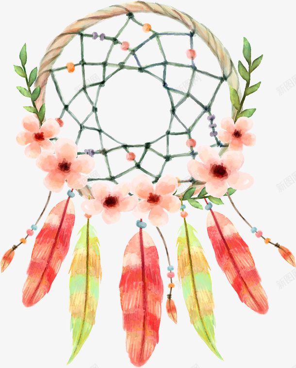 手绘铺梦网矢量图ai免抠素材_新图网 https://ixintu.com 彩色 扁平 手绘 铺梦网 矢量图