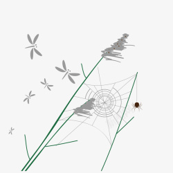 蜻蜓和草矢量图素材