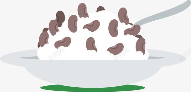 黑豆白饭元素矢量图ai免抠素材_新图网 https://ixintu.com 主食 米饭 美食 食物 矢量图