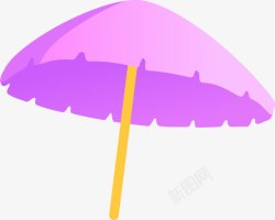 紫色夏日海报卡通遮阳伞素材