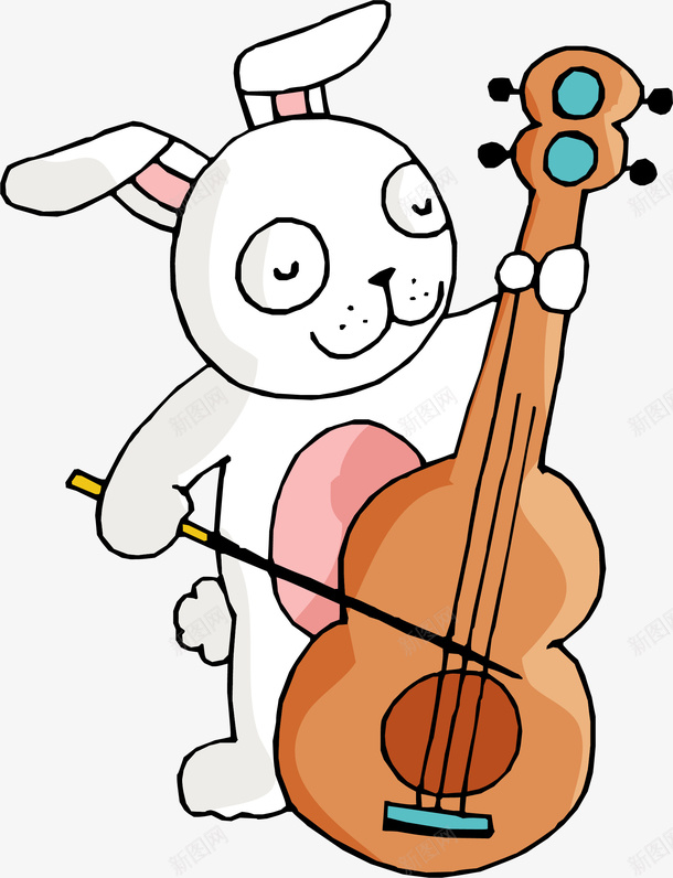 手绘拉提琴矢量图ai免抠素材_新图网 https://ixintu.com 兔子 手绘 拉提琴 矢量图