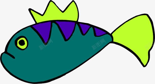 卡通小鱼png免抠素材_新图网 https://ixintu.com 一条 卡通 小鱼 手绘 简图 紫色 绿色 黄色