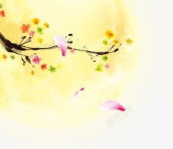 发光树中秋节月亮高清图片